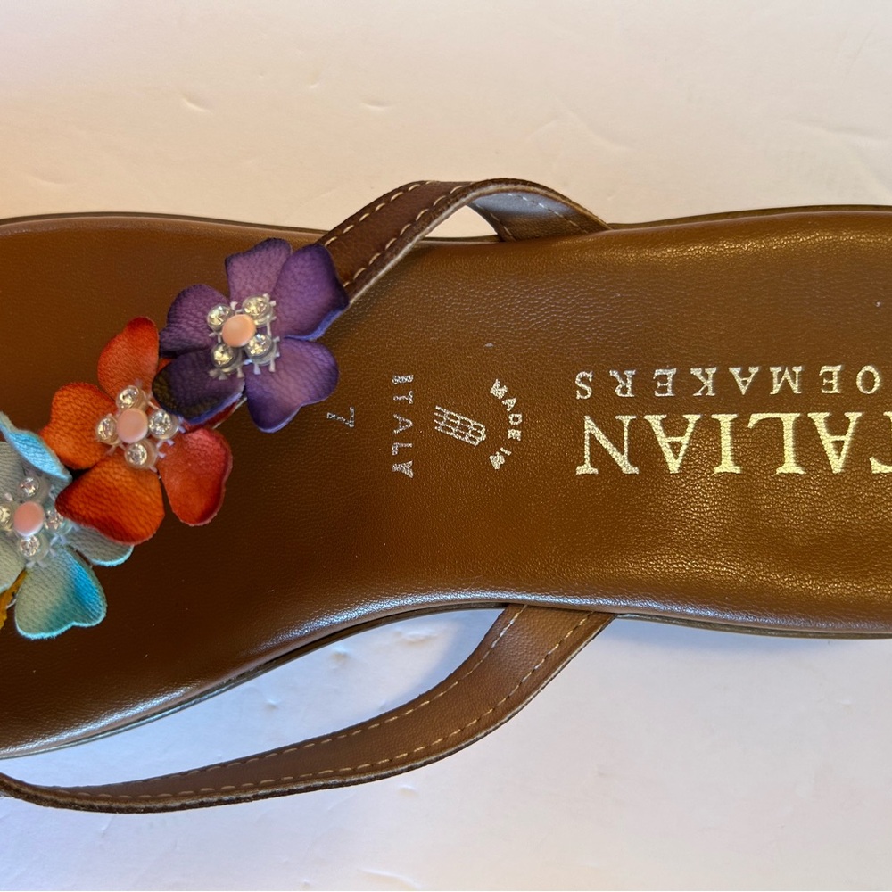 Leather Sandals floral multicolor size 7 - Picture 6 of 7
